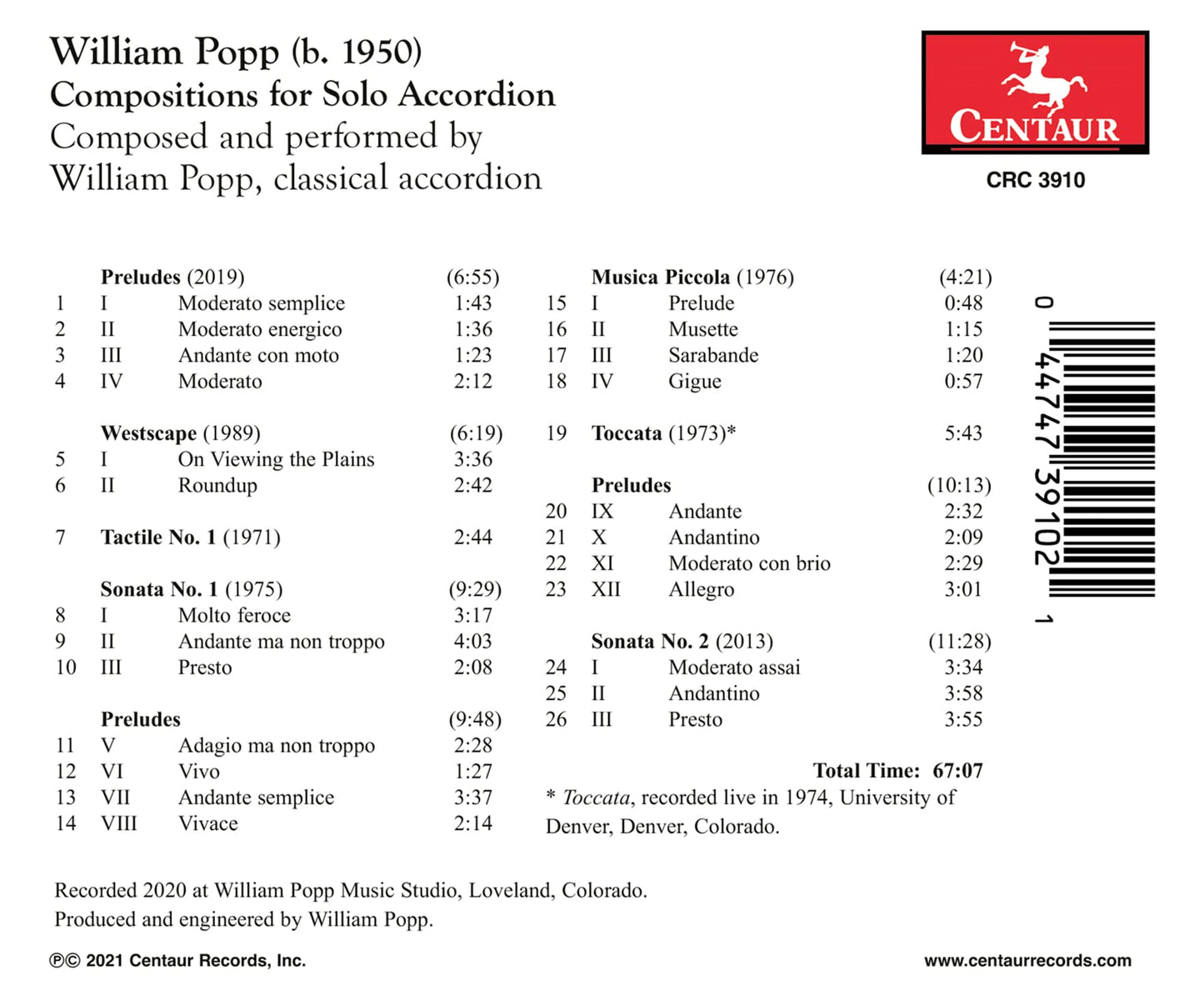 Popp: Compositions for Solo Accordion