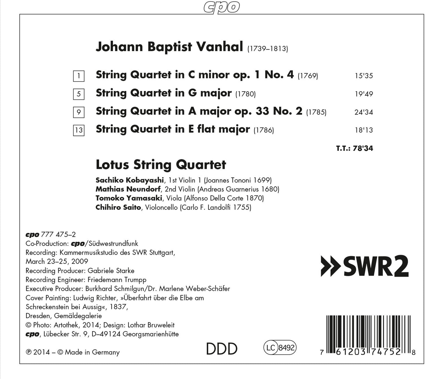 Vanhal: 4 String Quartets