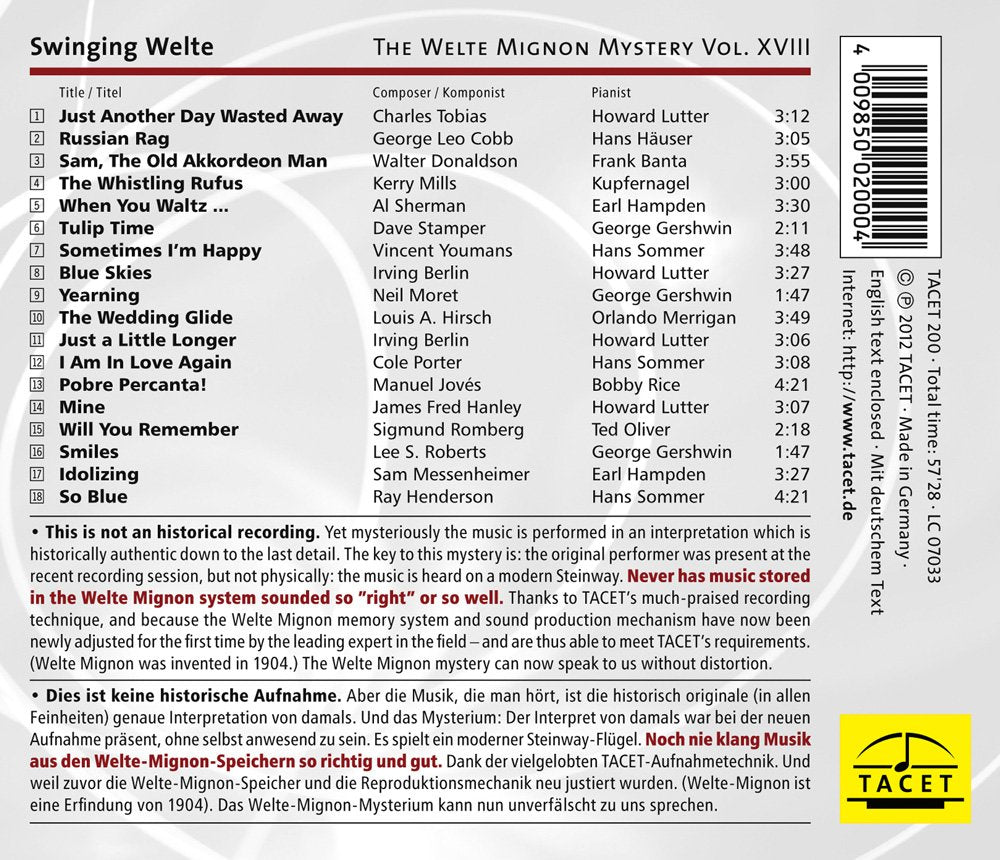 V 28: WELTE MIGNON MYSTERY, SW