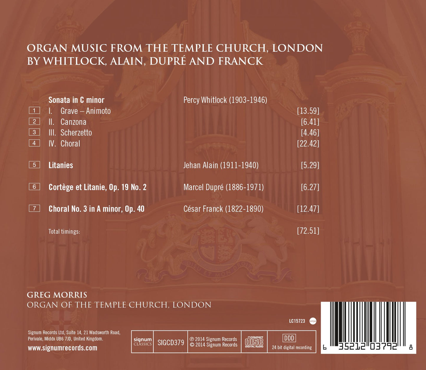 Organ Music from the Temple Church, London