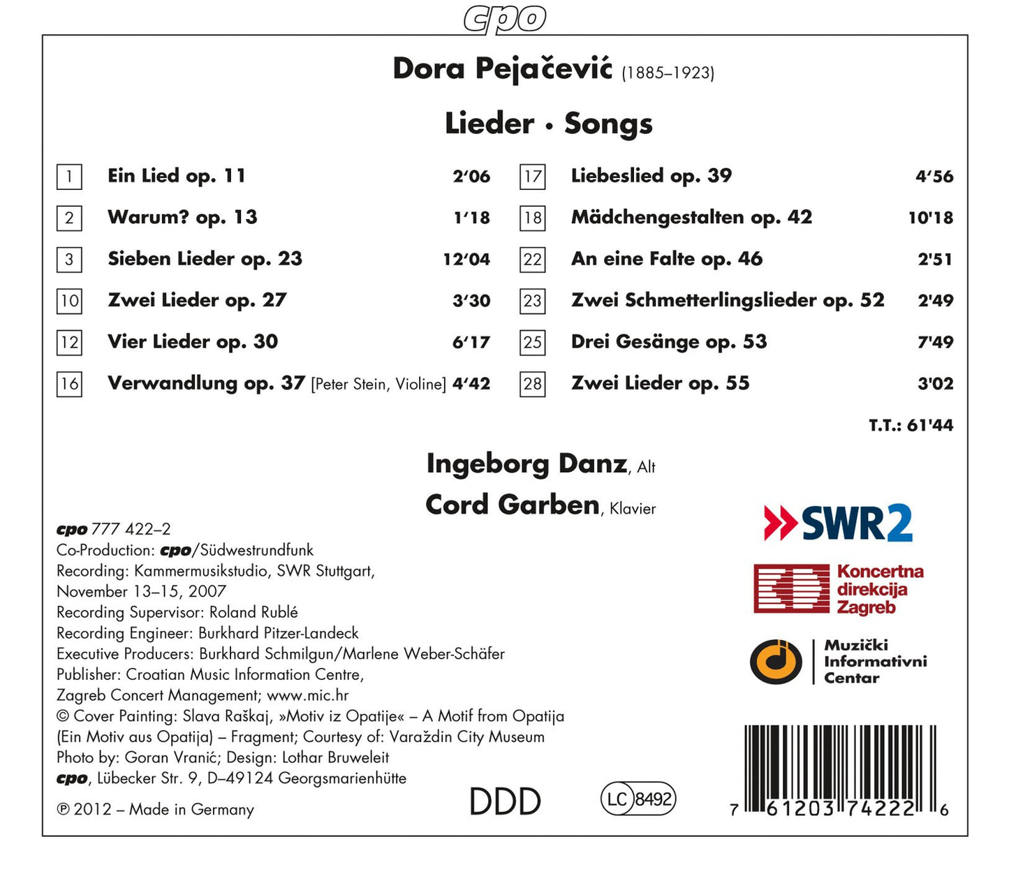 Pejacevic: Lieder