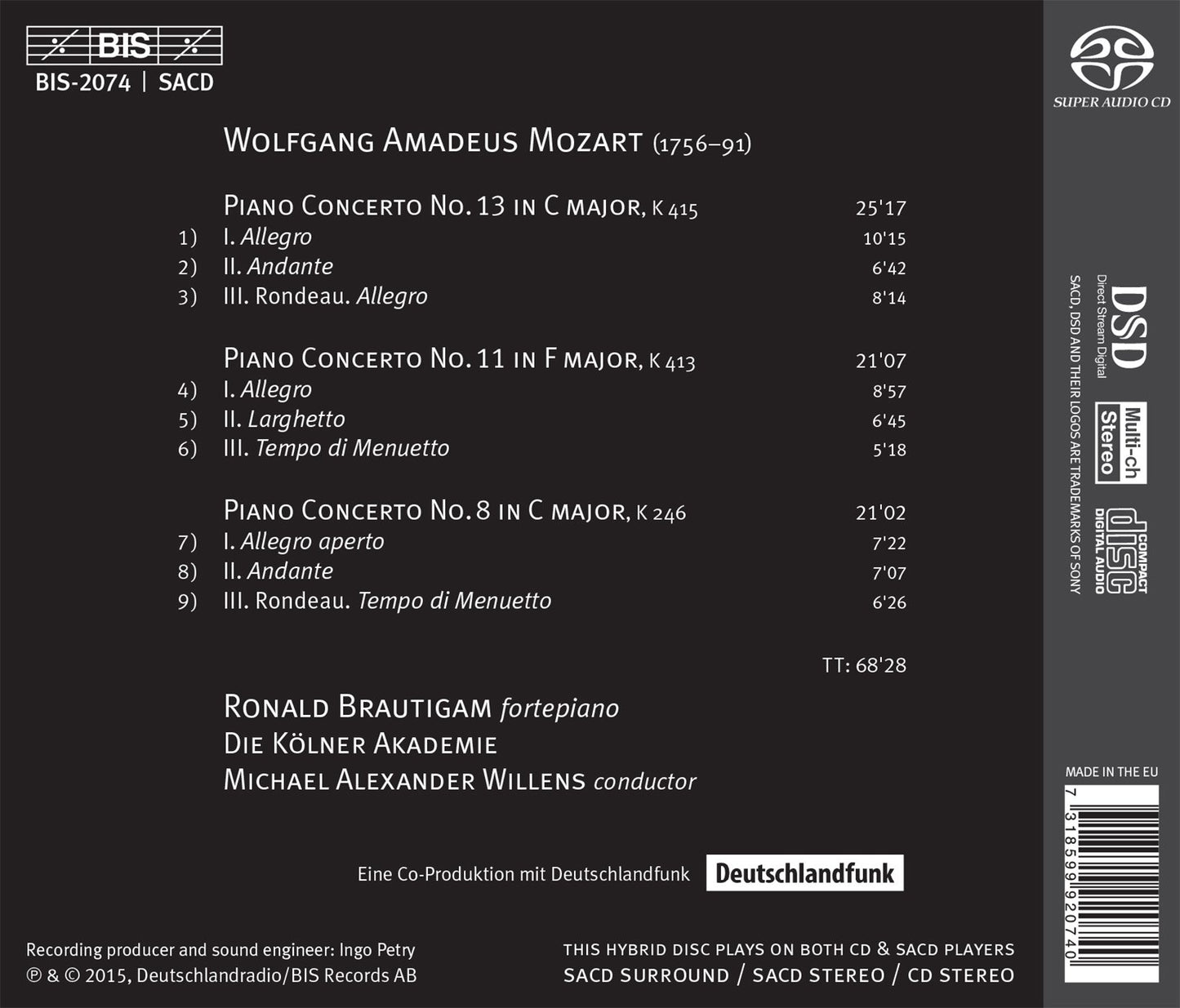 Mozart: Piano Concertos Nos. 8, 11 & 13