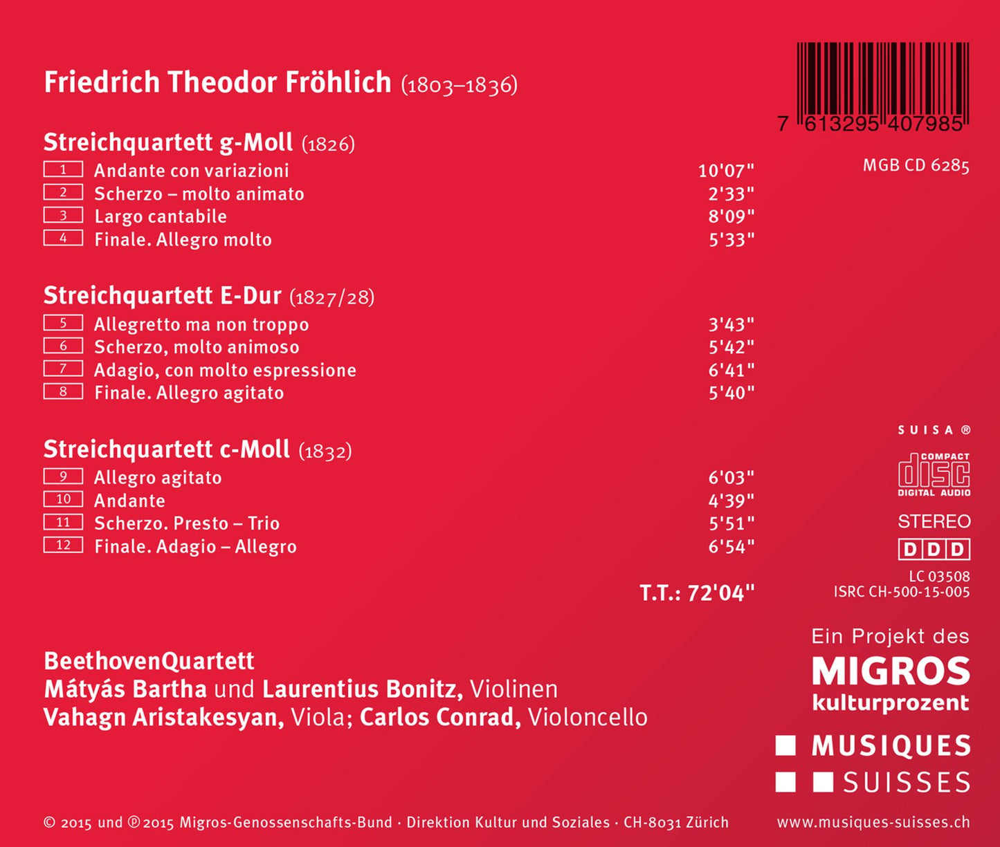 Fröhlich: String Quartets
