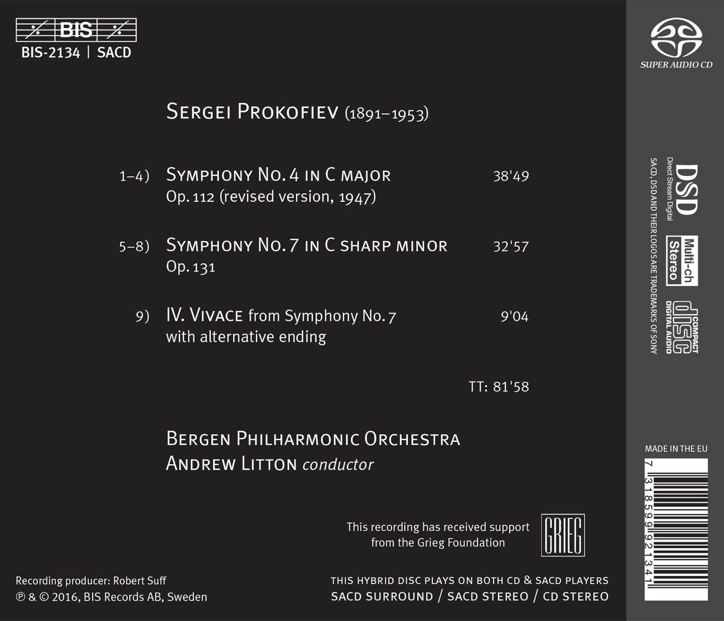Prokofiev: Symphonies Nos. 4 & 7