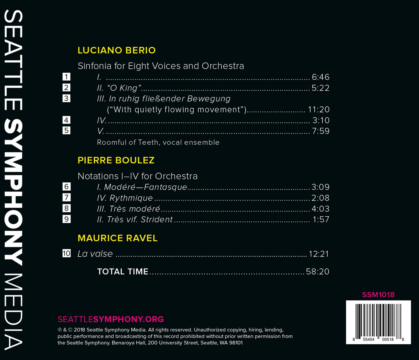 Berio: Sinfonia - Boulez: Notations I-IV - Ravel: La valse,