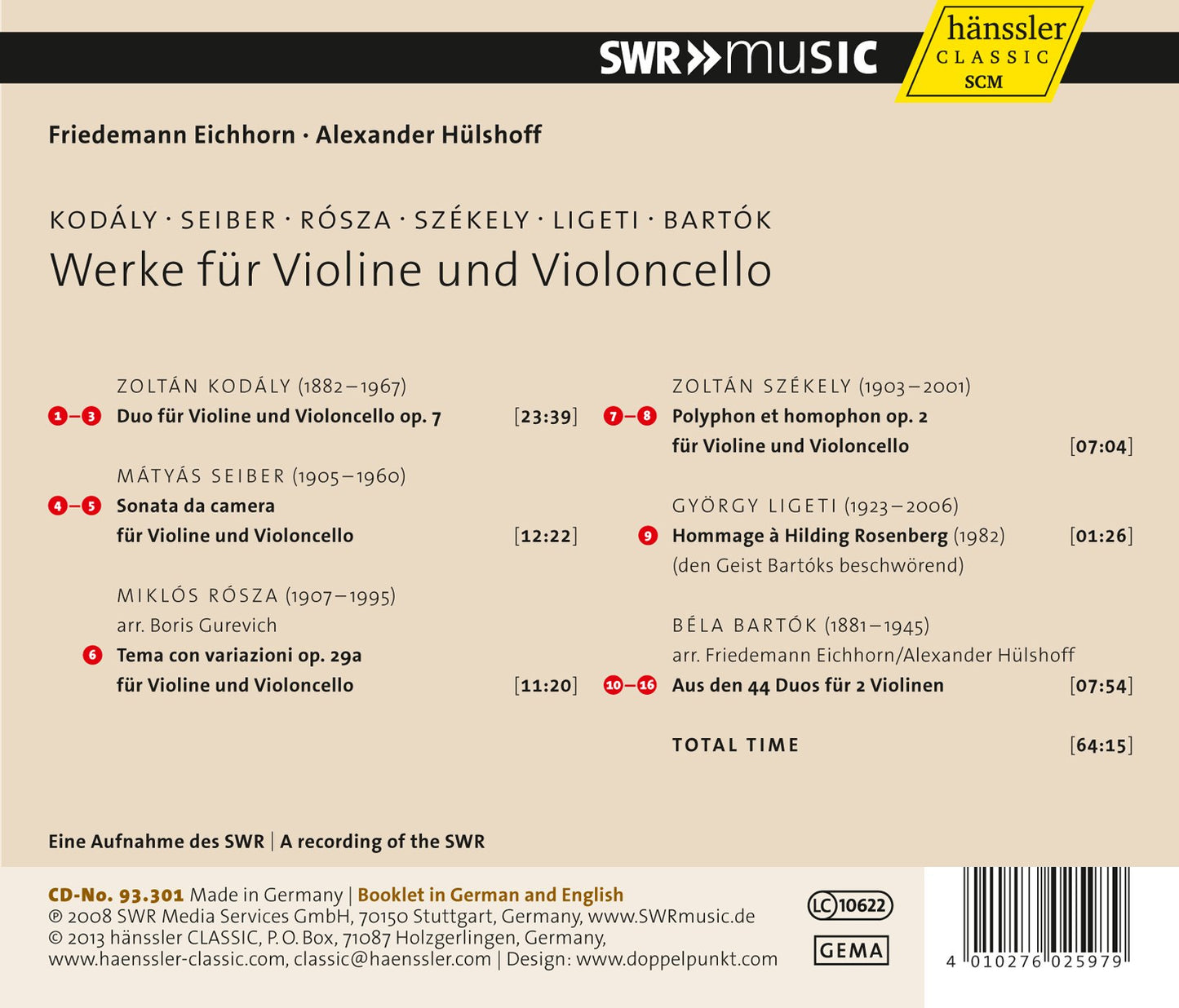 Werke fur Violine und Violoncello
