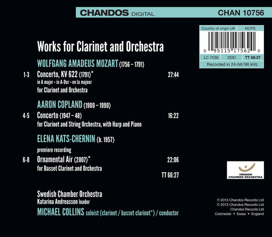Mozart - Copland - Kats-Chernin: Works for Clarinet & Orches