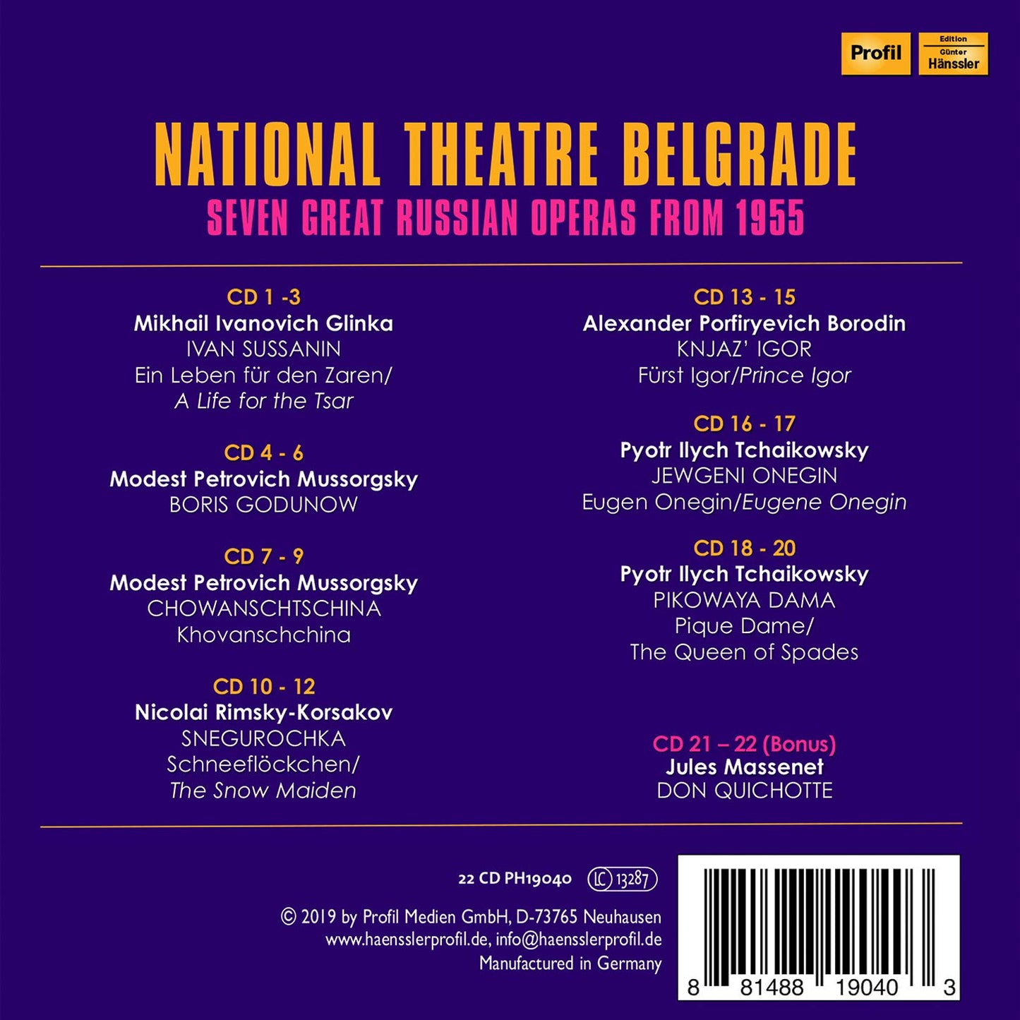 Seven great Russian Operas from 1955 - National Theatre Belg