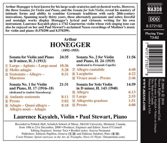 Honegger: Complete Violin Sonatas