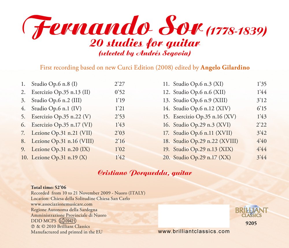Sor: 20 Studies for guitar