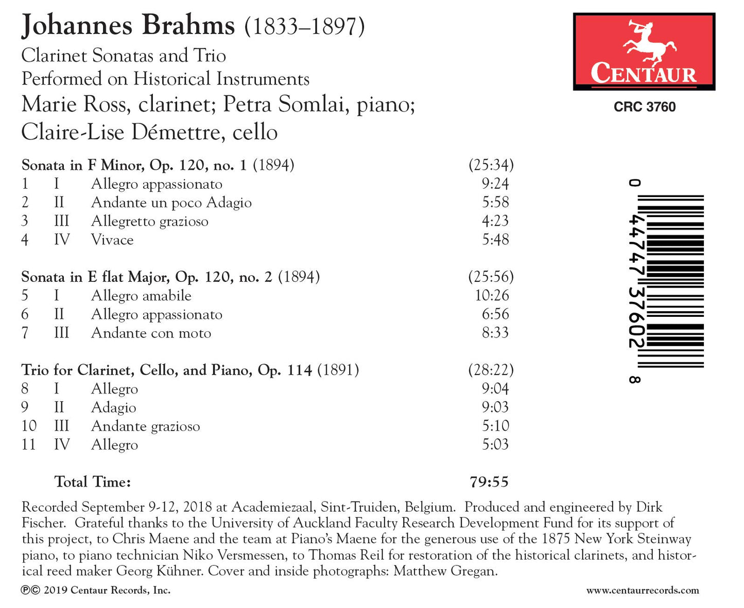 Brahms: Clarinet Sonatas and Trio