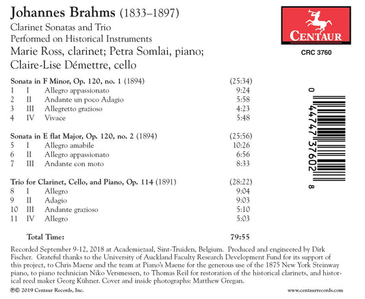 Brahms: Clarinet Sonatas and Trio