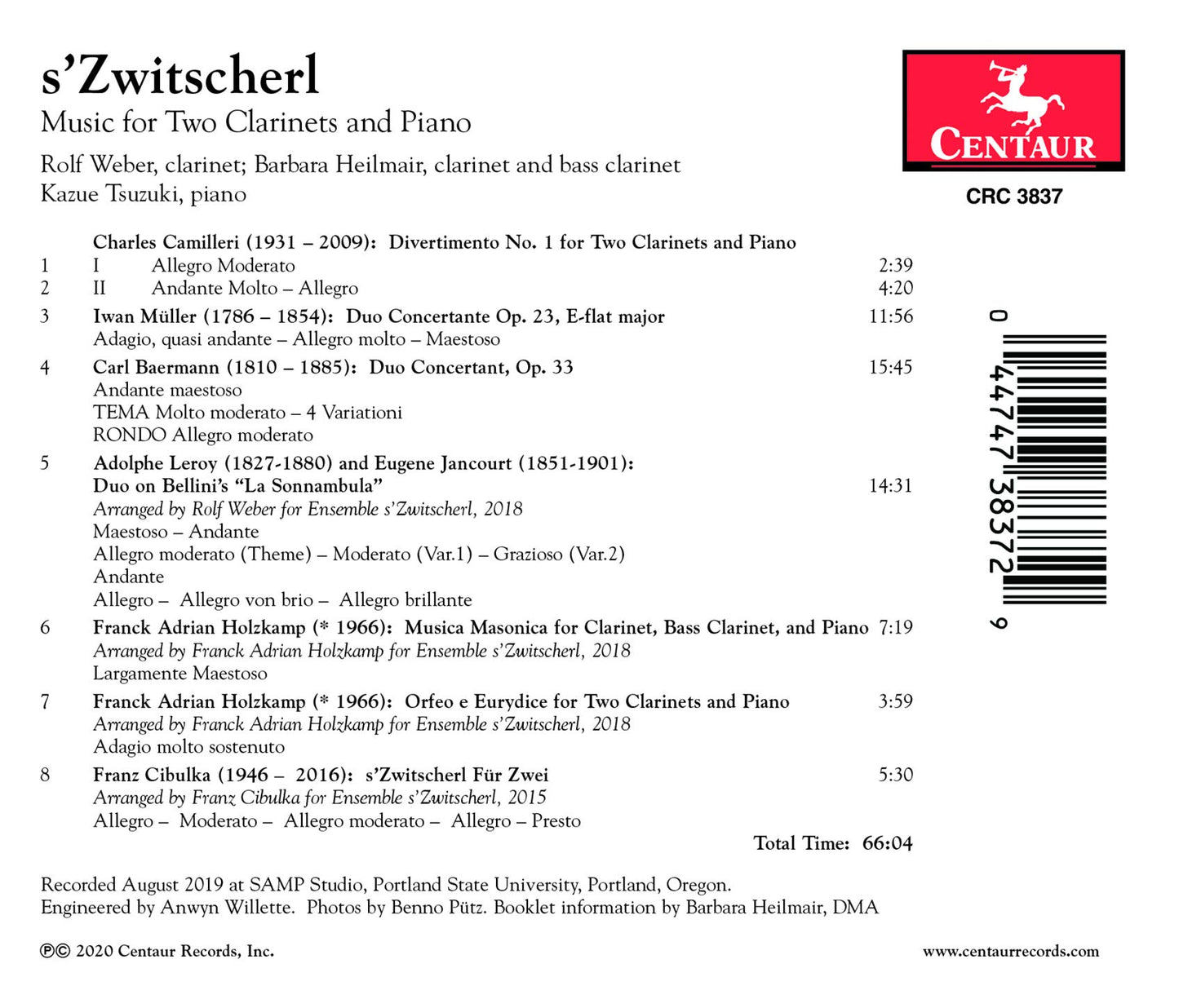 s'Zwitscherl - Music for Two Clarinets and Piano