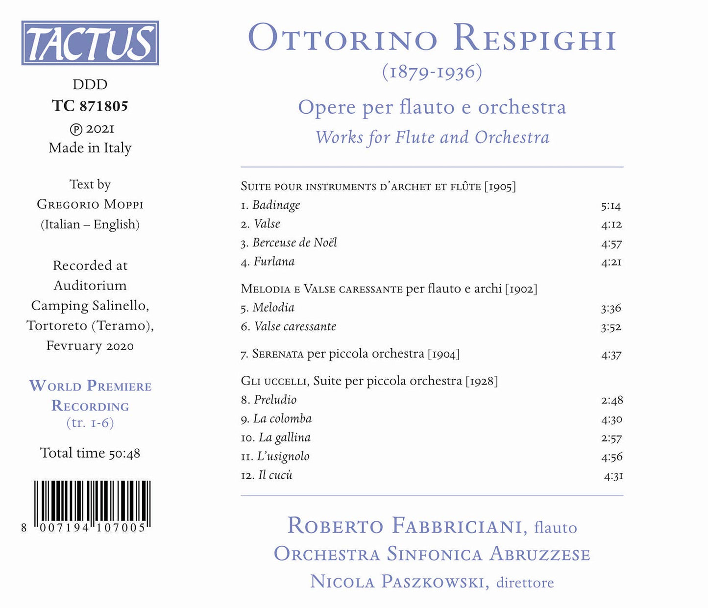 Respighi: Works for Flute and Orchestra