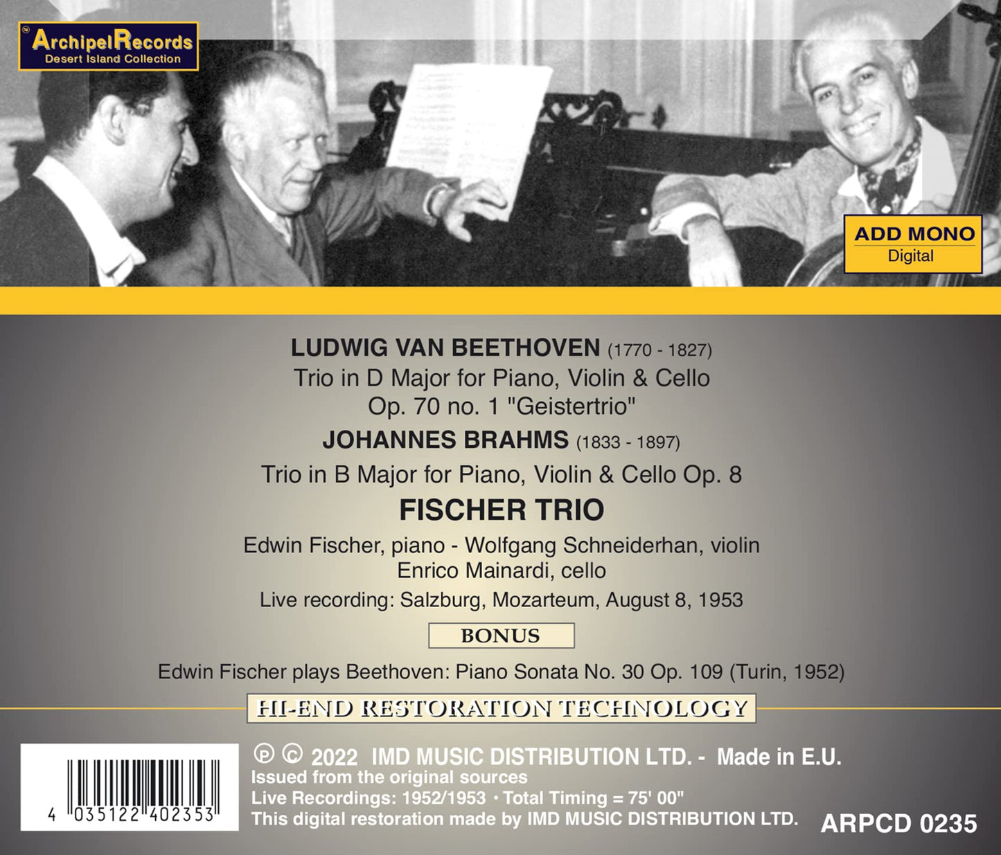 KLAVIERTRIO OP. 70/1 BRAHMS KL