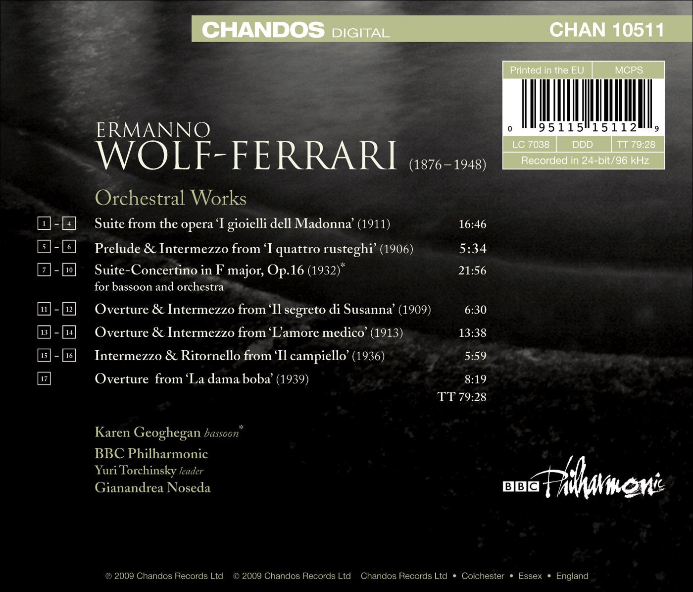 Wolf-Ferrari, E.: Gioielli Della Madonna Suite (I) / Suite-C