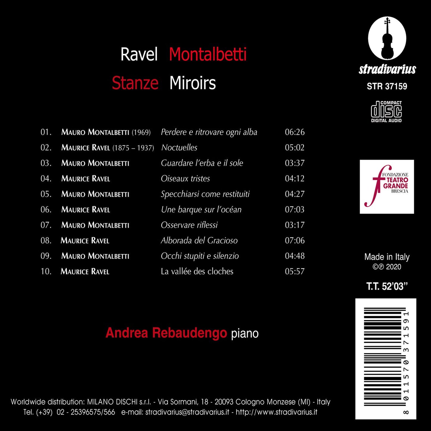 Ravel: Miroirs / Mauro Montalbetti: Stanze