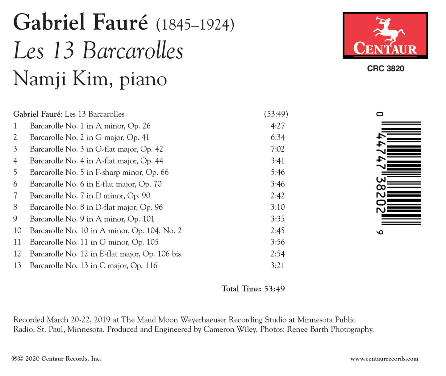 Fauré: Les 13 Barcarolles