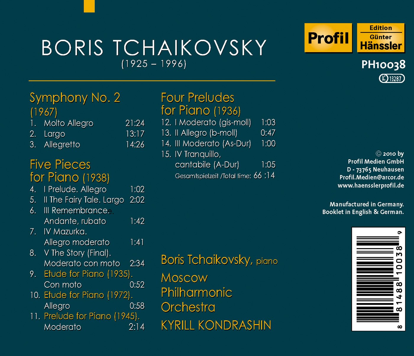 Tchaikovsky: Symphony No. 2 - Piano Pieces