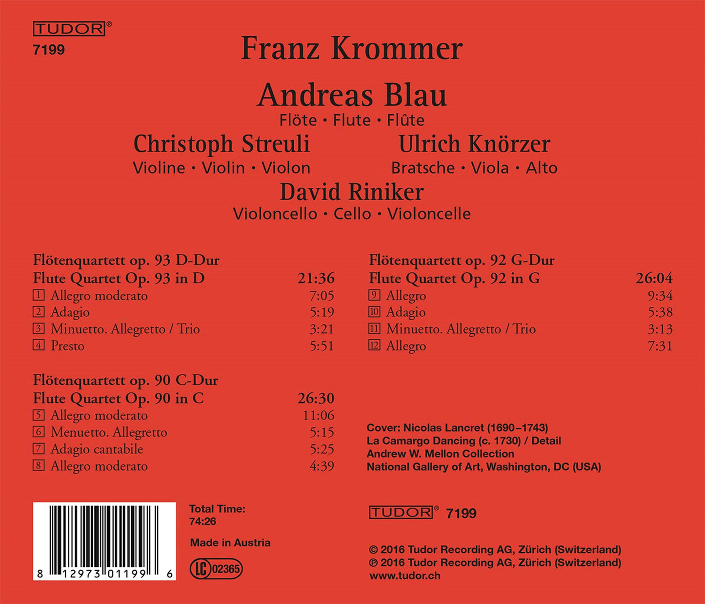 Krommer: 3 Flute Quartets
