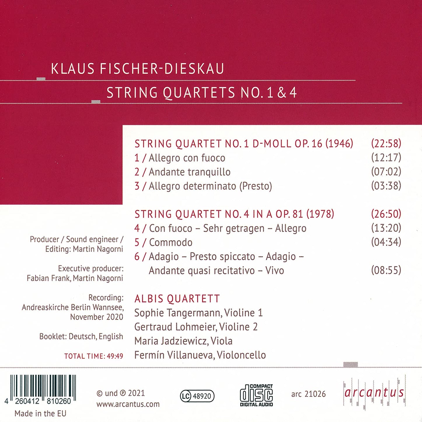 STRING QUARTETS NOS. 1 & 4