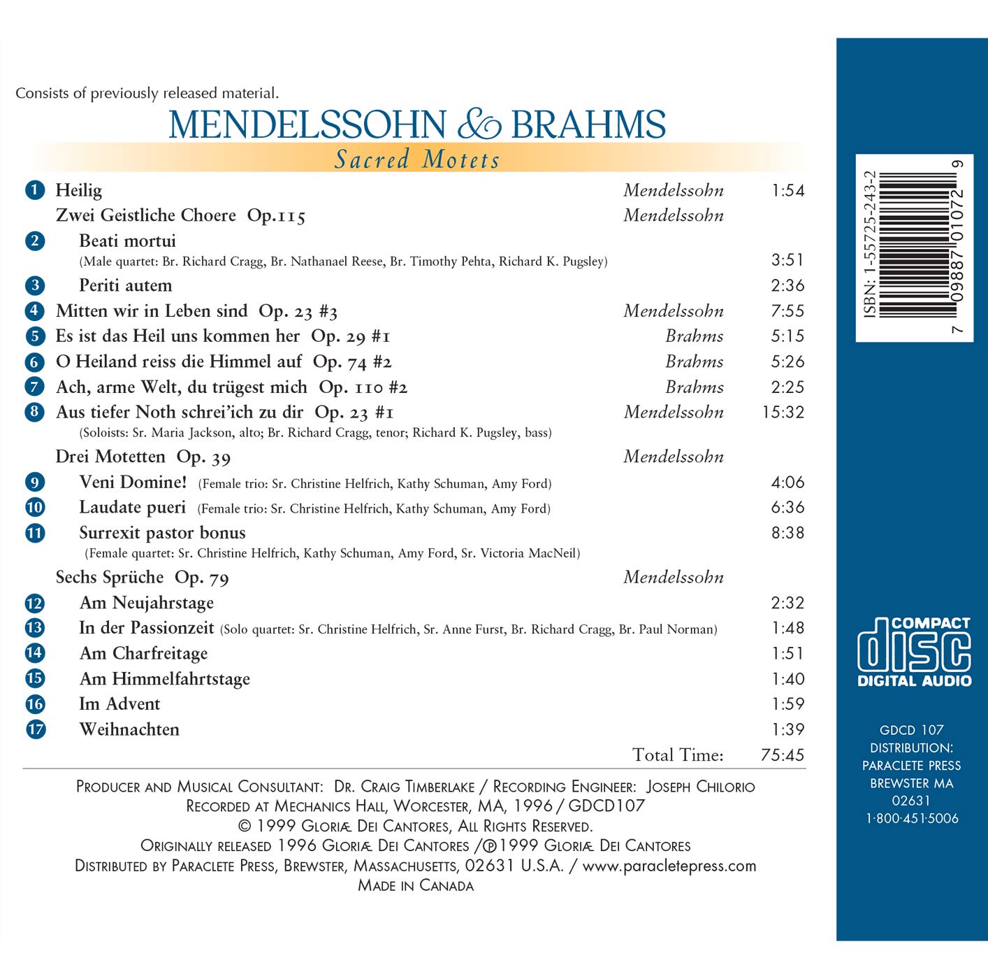 Mendelssohn & Brahms: Sacred Motets