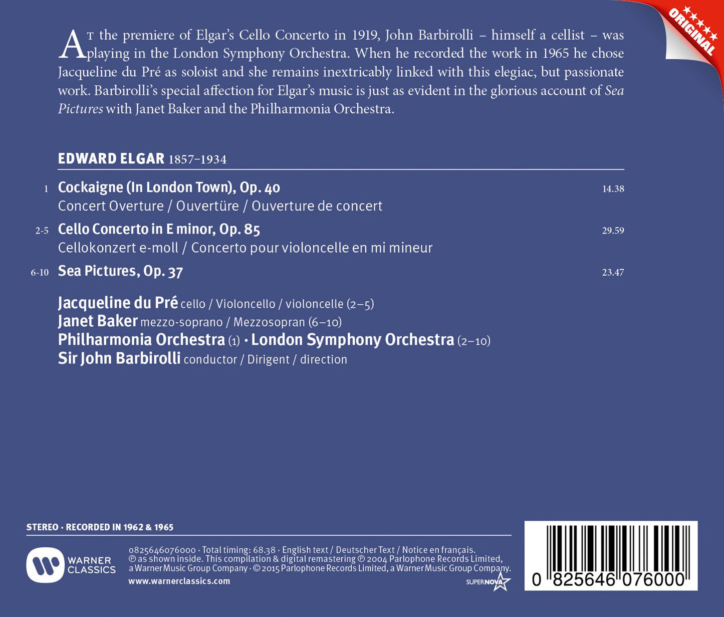 CELLO CONCERTO / SEA PICTURES / OVERTURE: COCKAIGN