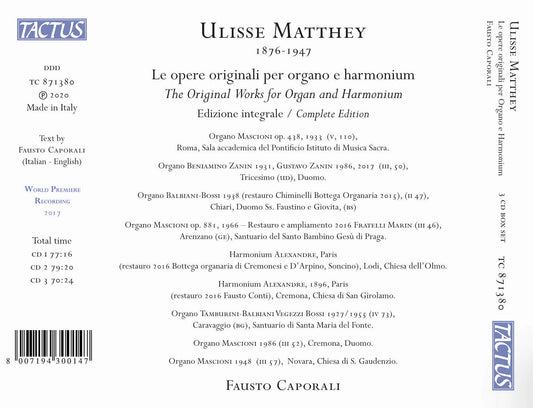 Matthey: Complete Original Works for organ and Harmonium