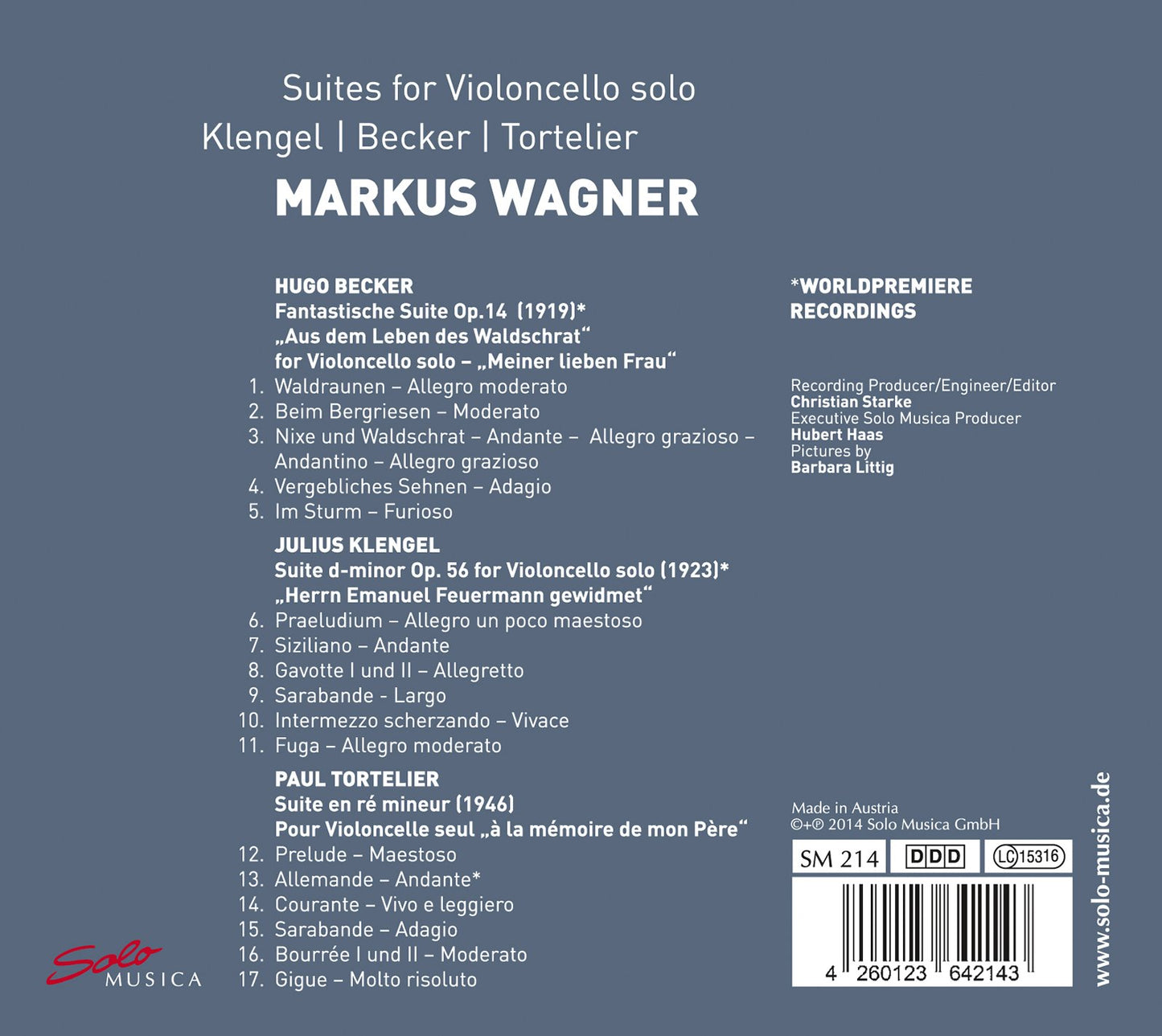 Markus Wagner: Suites for Violoncello Solo
