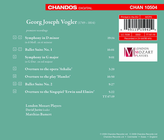 Vogler, A.G.J.: Orchestral Music  - Ballet Suites / Symphoni