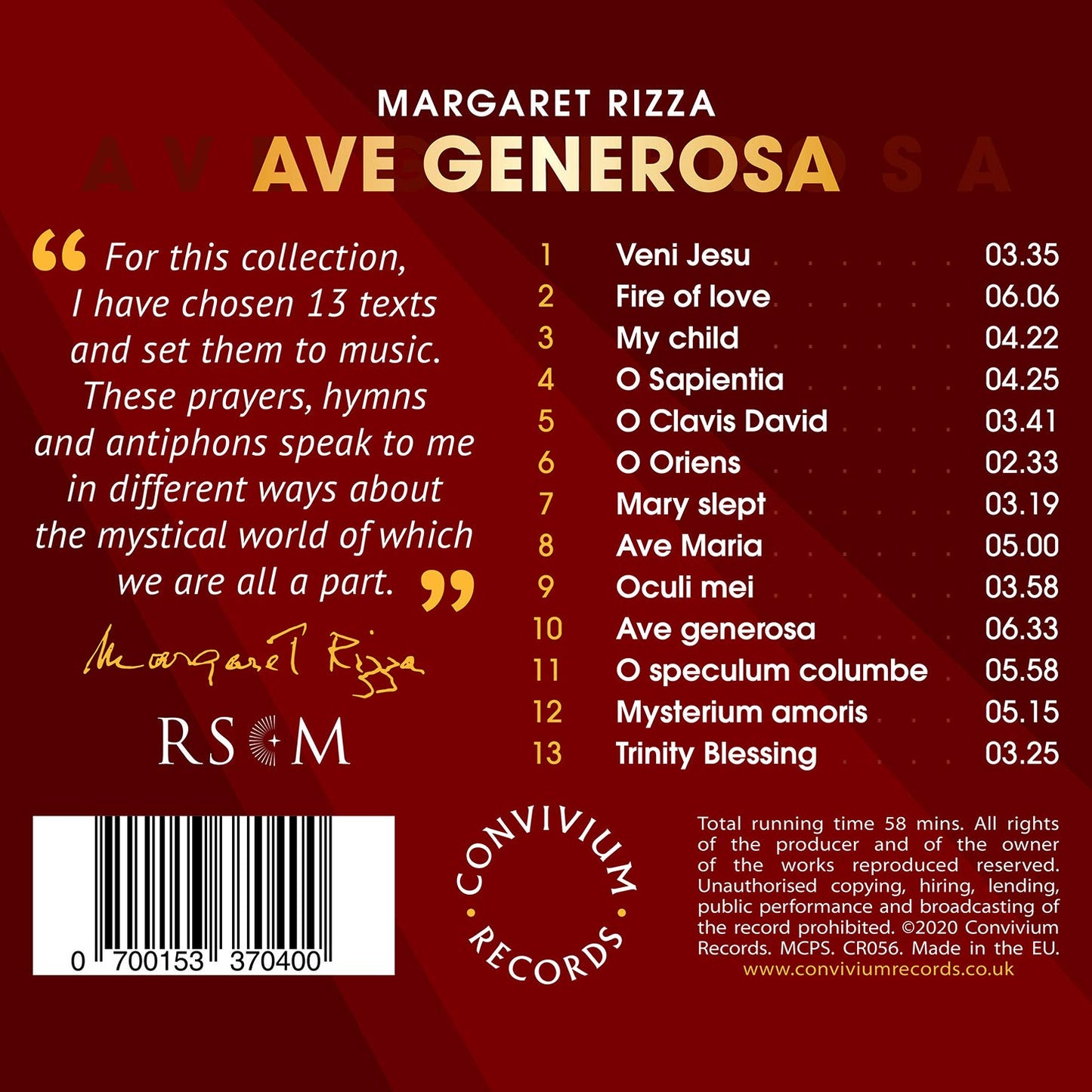 Rizza: Ave Generosa - A Musical Journey with the Mystics