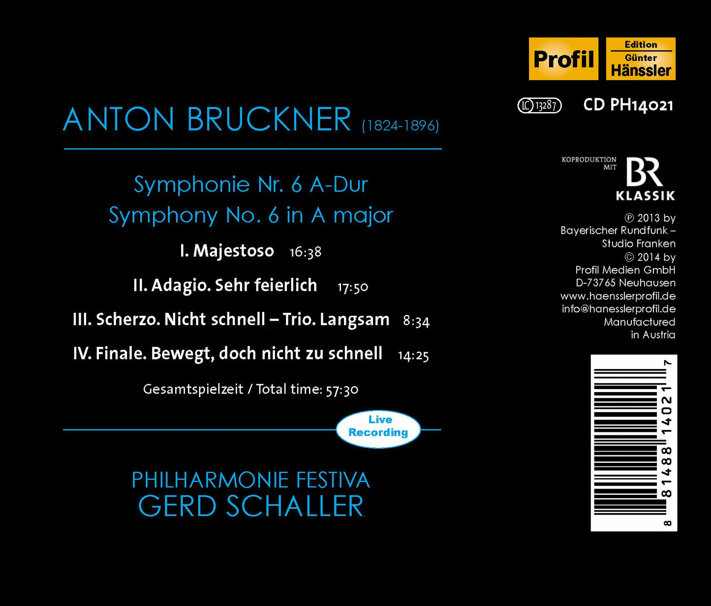 Bruckner: Symphony No. 6 (Ed. L. Nowak)