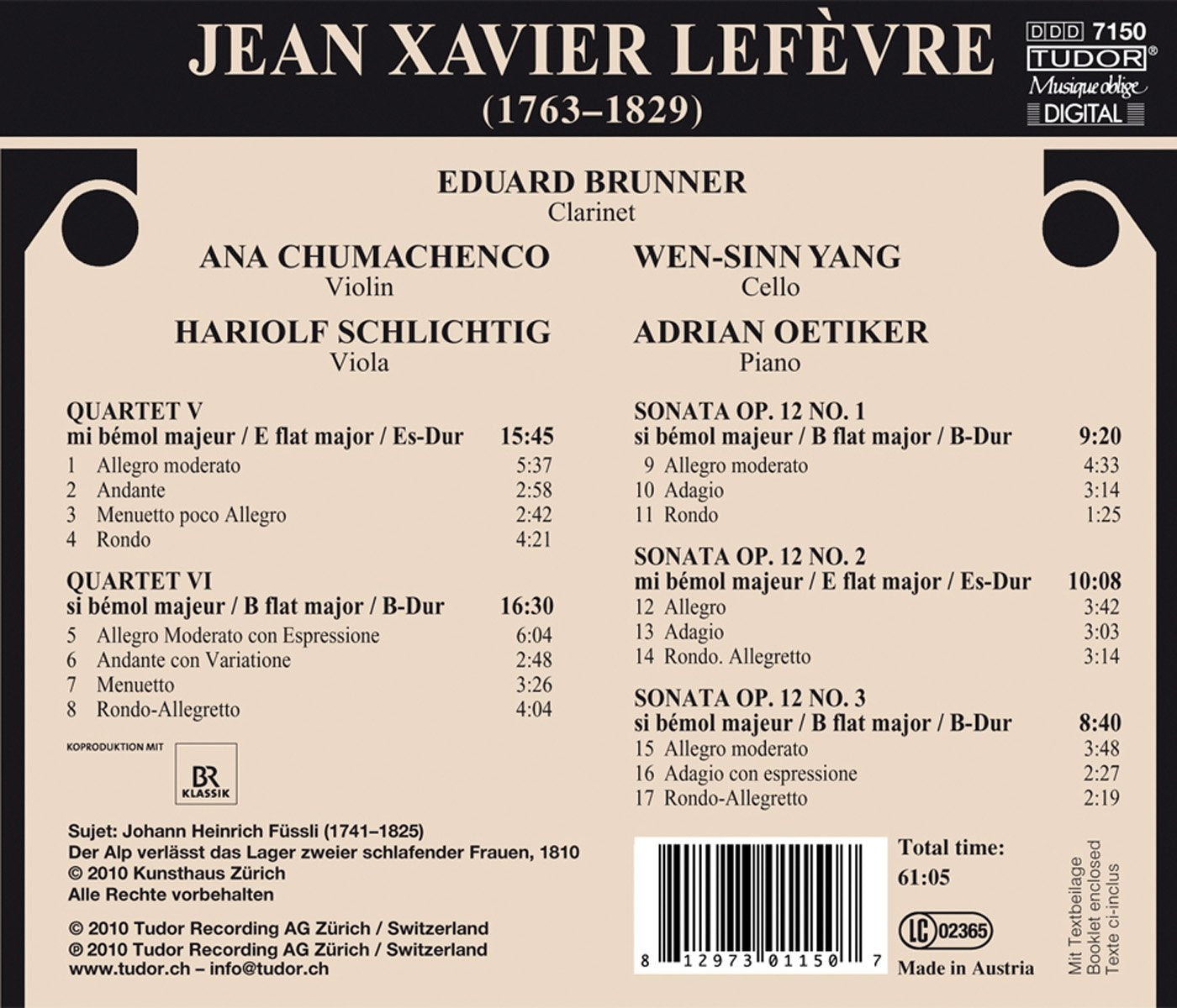 Lefèvre: Clarinet Quartets and Sonatas