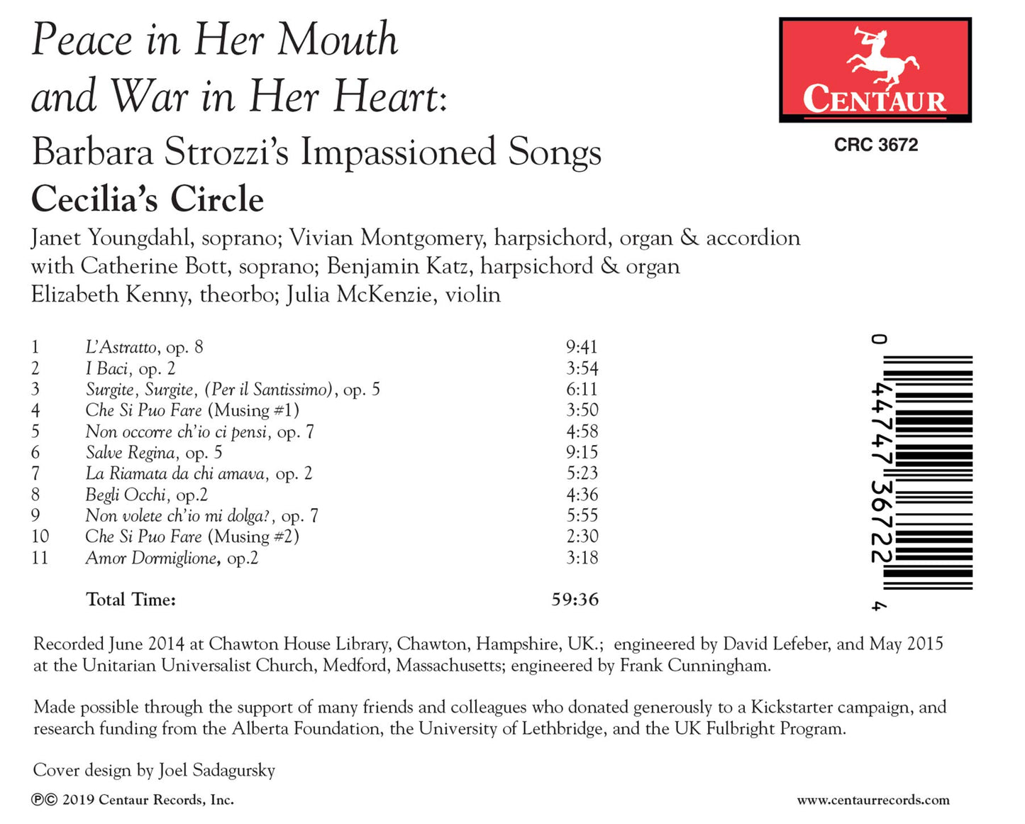 Peace In Her Mouth And War In Her Heart:  Barbara Strozzi's