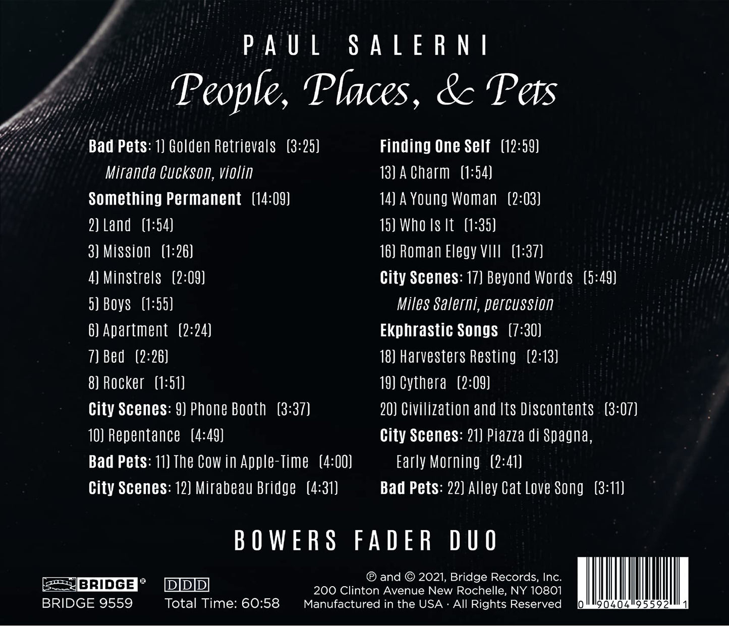 People, Places, & Pets  Bowers Fader Duo, Salerni, Cuckson