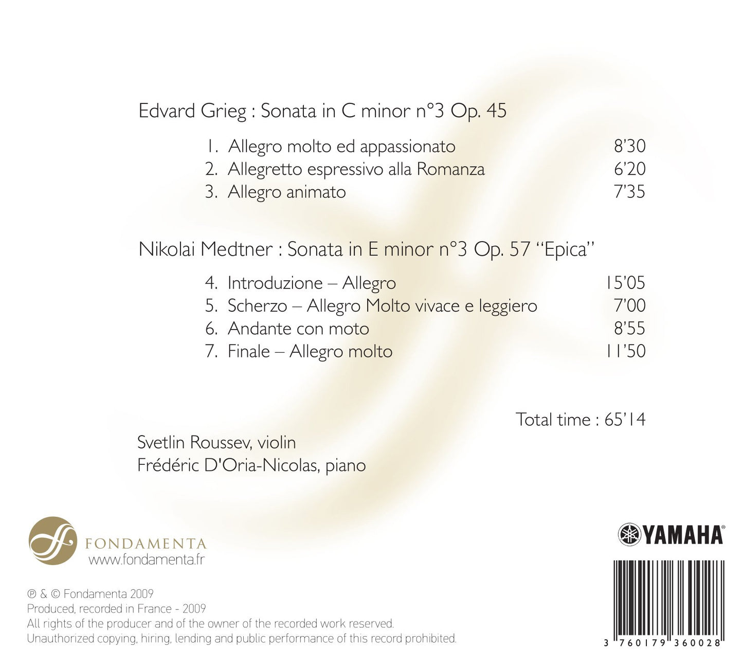 Grieg & Medtner: 3rd Sonatas