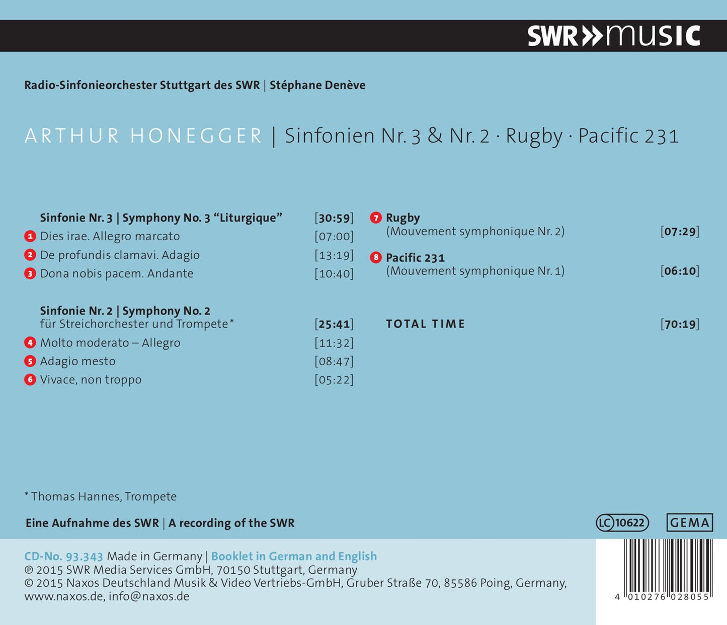 Honegger: Symphonies & Symphonic Movements