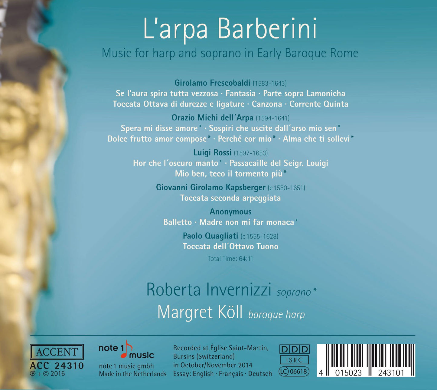 L'arpa Barberini: Music for Harp & Soprano in Early Baroque