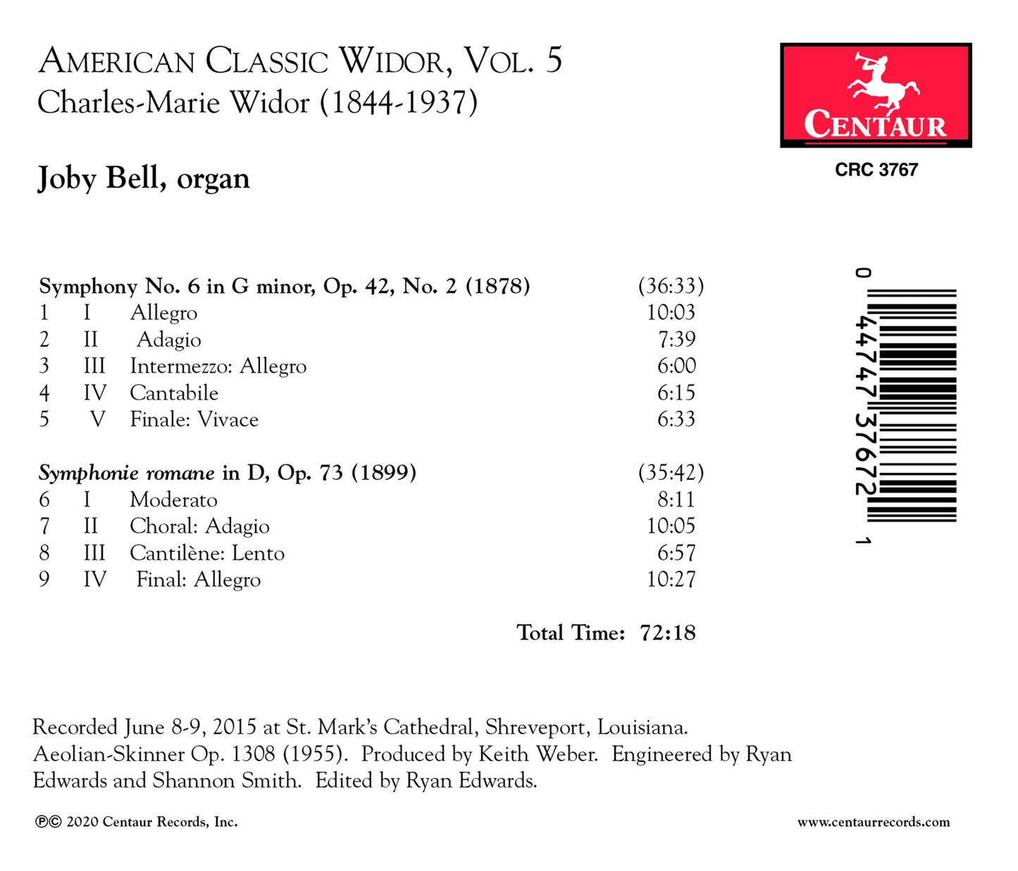 American Classic Widor, Vol. 5