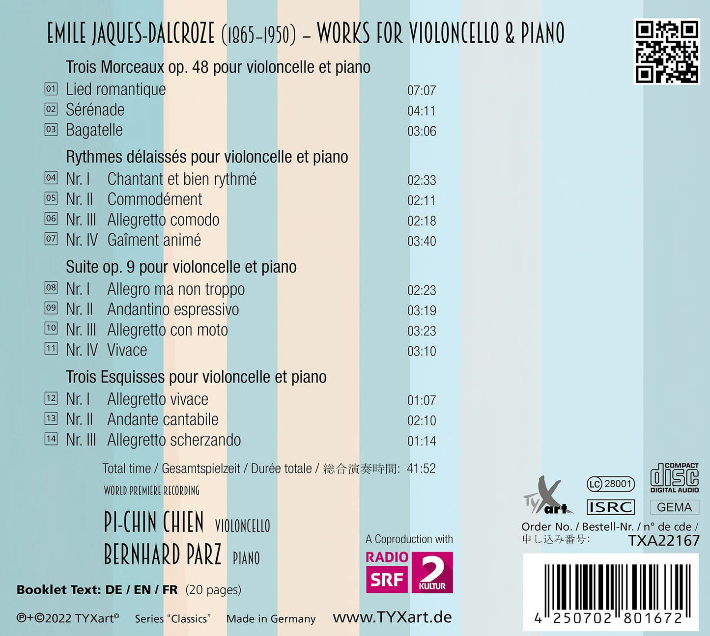 Jaques-Dalcroze: Works for Violoncello & Piano
