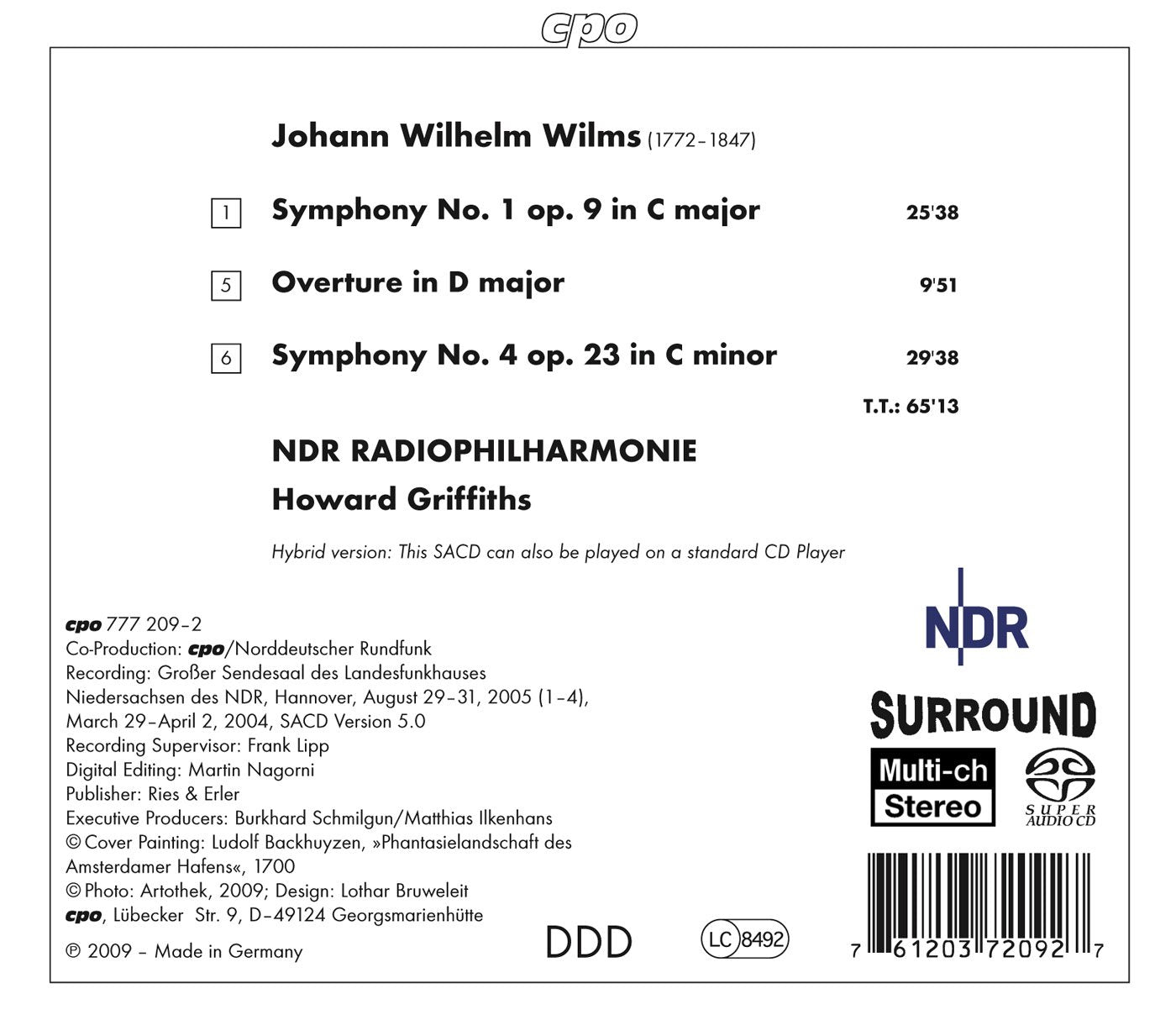 Wilms: Symphonies Nos. 1 & 4 - Overture in D