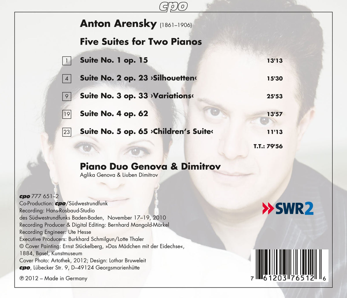Arensky: Five Suites for Two Pianos