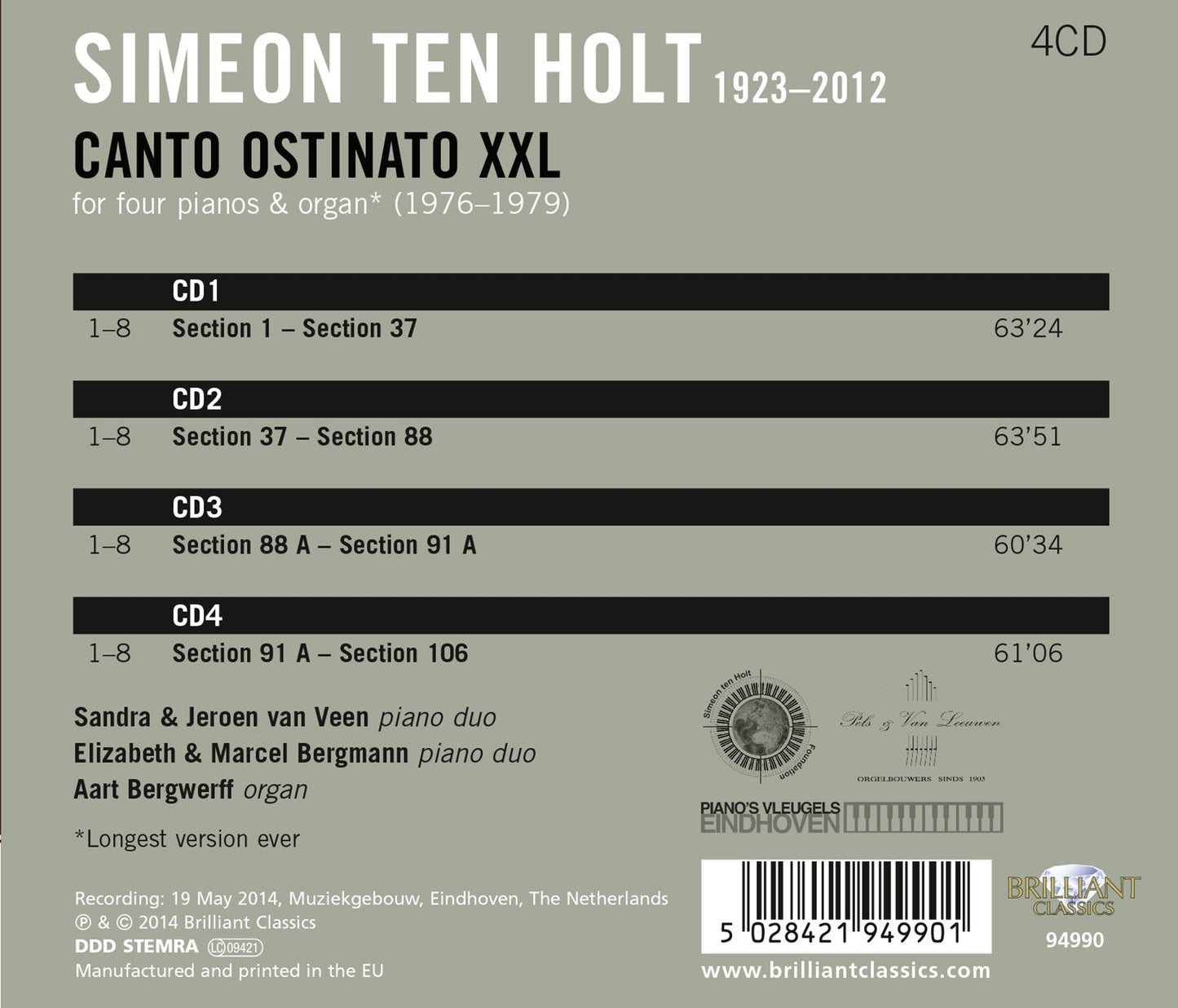 Ten Holt: Canto Ostinato XXL