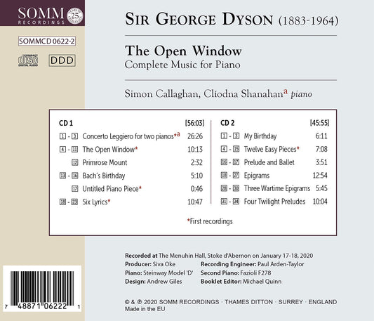Sir George Dyson: The Open Window, Complete Music for Piano