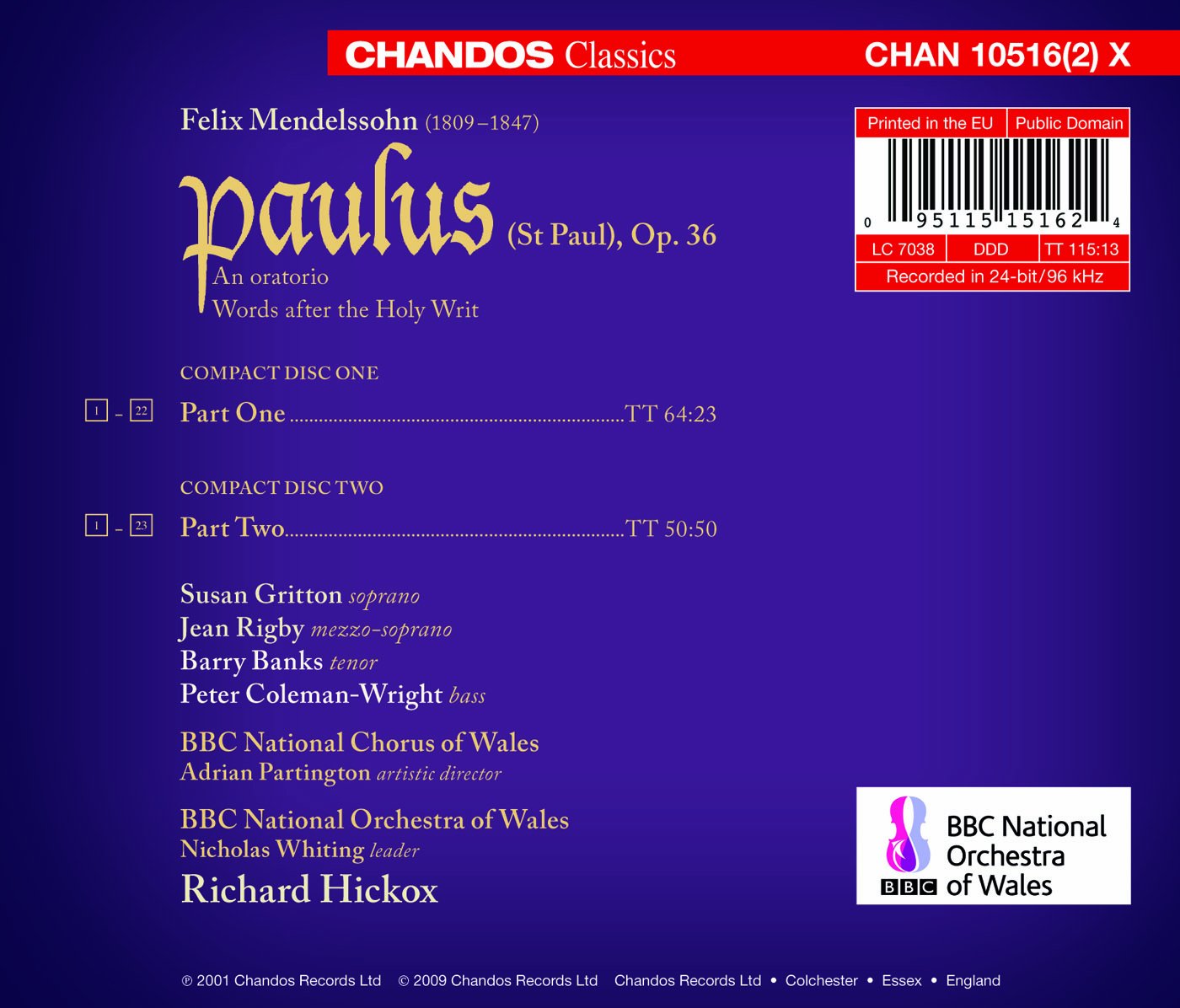 Mendelssohn: Paulus [Oratorio]