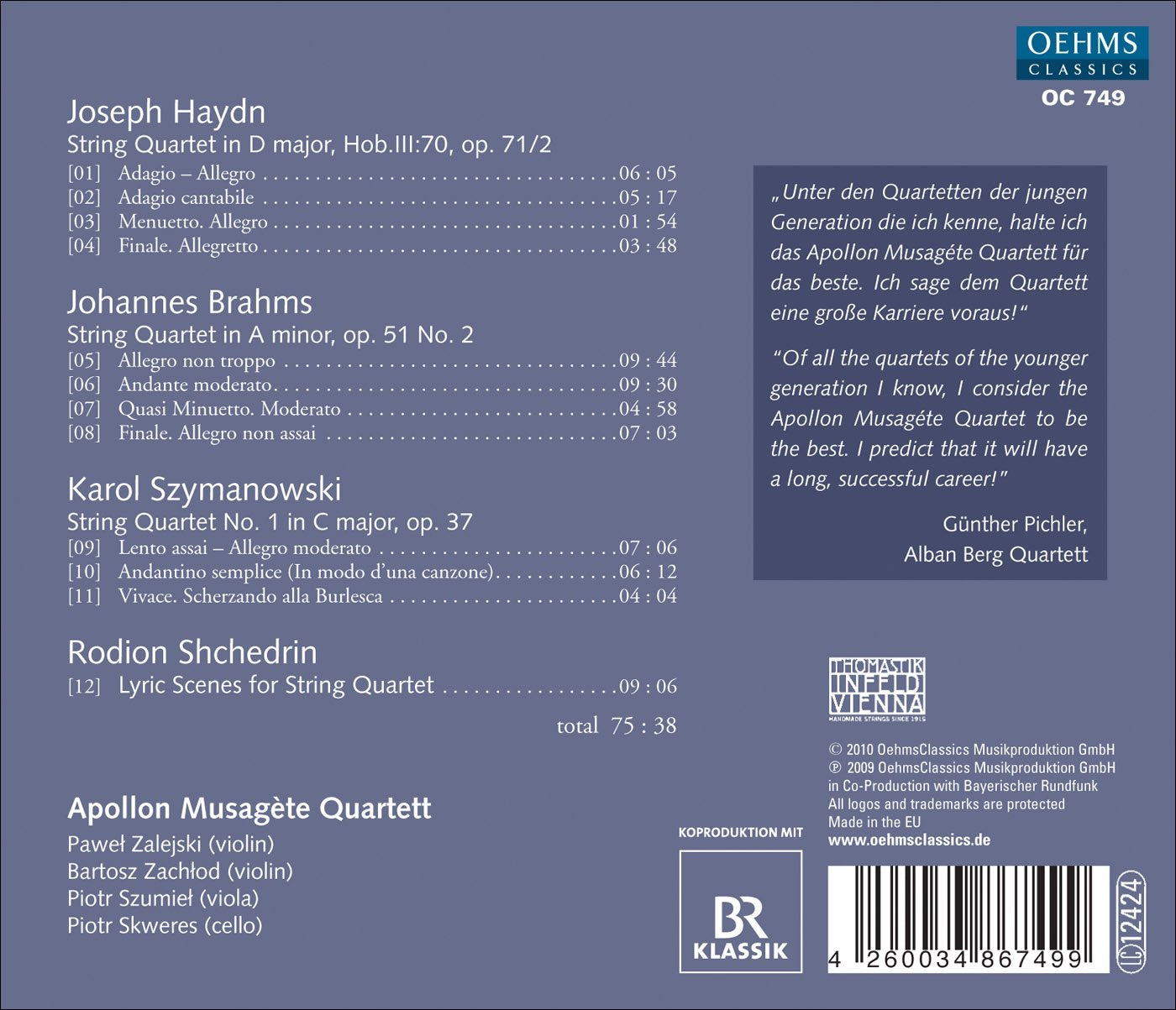 Apollon Musagète Quartett - Haydn, Brahms, Szymanowski, Shch