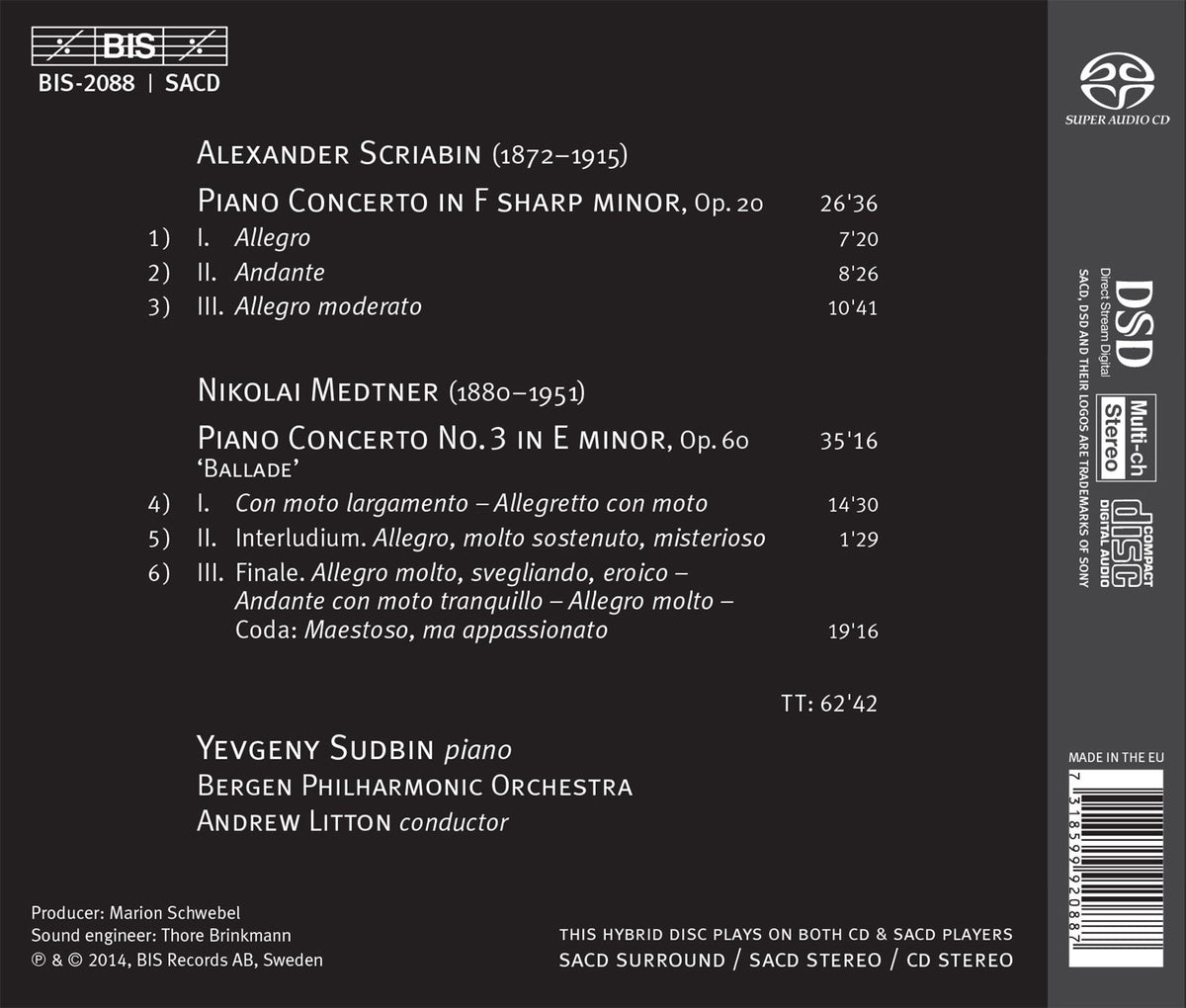 Medtner: Piano Concerto No. 3, Op. 60 - Scriabin: Piano Conc