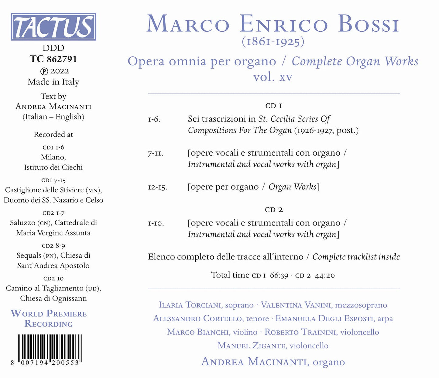 Bossi: Complete Organ Works, Vol. 15