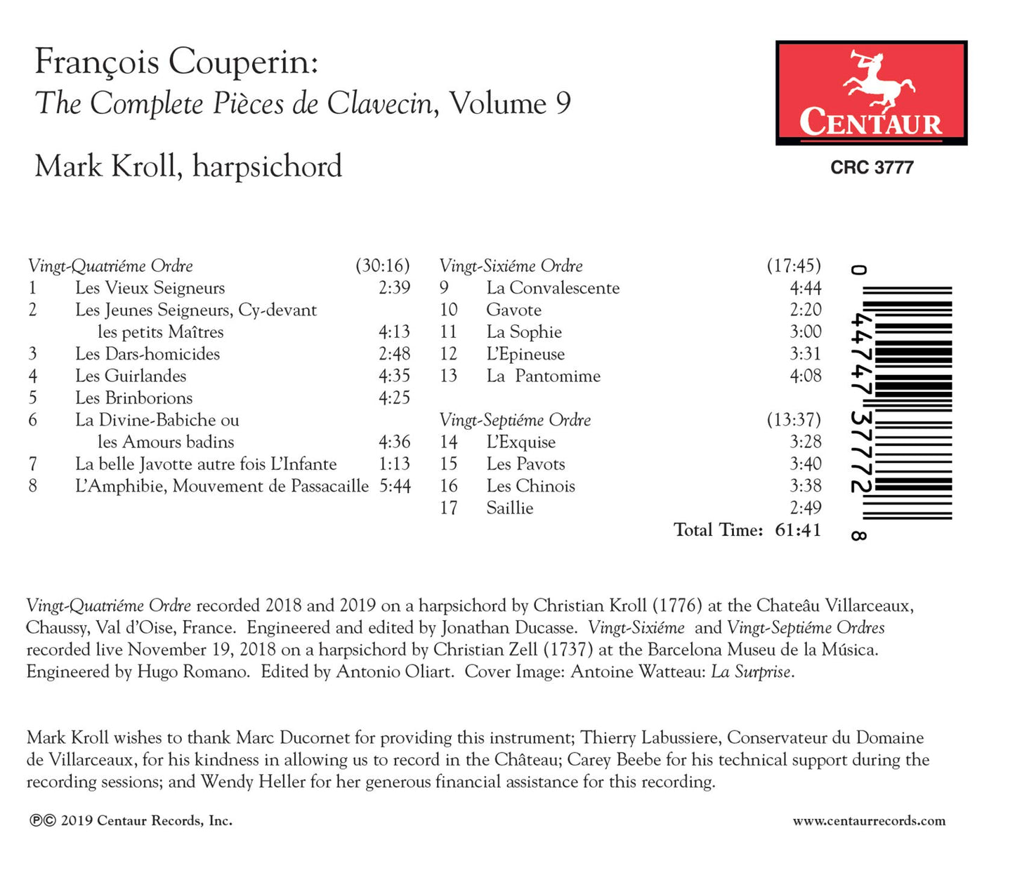 Couperin: The Complete Pièces de Clavecin, Vol. 9