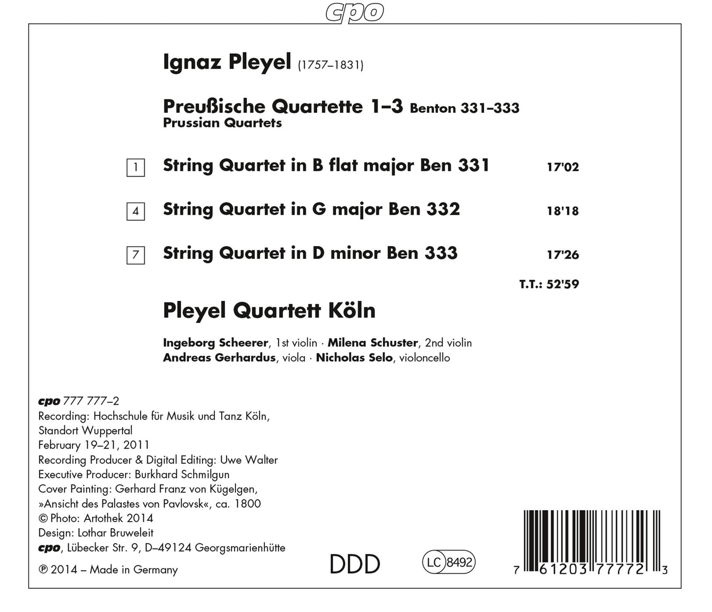 Pleyel: Preußische Quartette 1-3